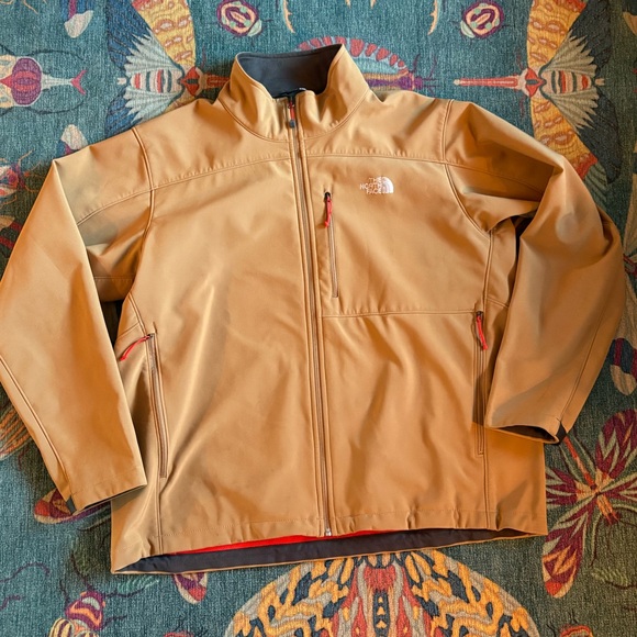 Men’s The North Face Apex Bionic jacket. Tan with orange/red details. - Picture 2 of 4
